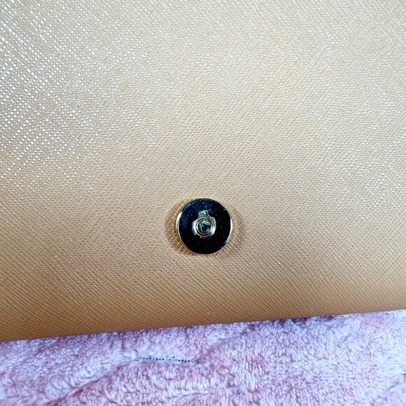 Tory Burch Emerson Chain Wallet Crossbody Tan 5" x 8" Purse Handbag w/ Dust Bag - Picture 10 of 13